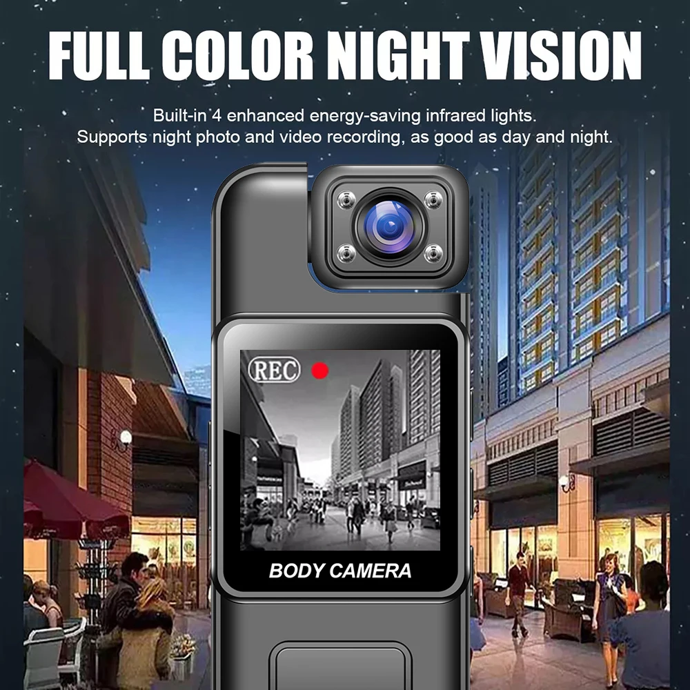 Action Camera 4k 1080P Mini Digital Camera WIFI Remote Control 180 Degrees Wide Angle Rotation Lens Bodycam Sports DV with Rotating Back Clip