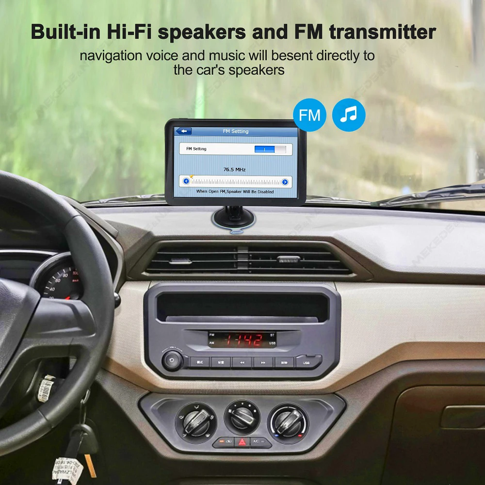 9 Inch Car GPS Navigation Touch Screen Truck Sunshade Sat Nav 256M+8G 2025 Europe Map Navigators FM Transmitter Hi-Fi Speakers