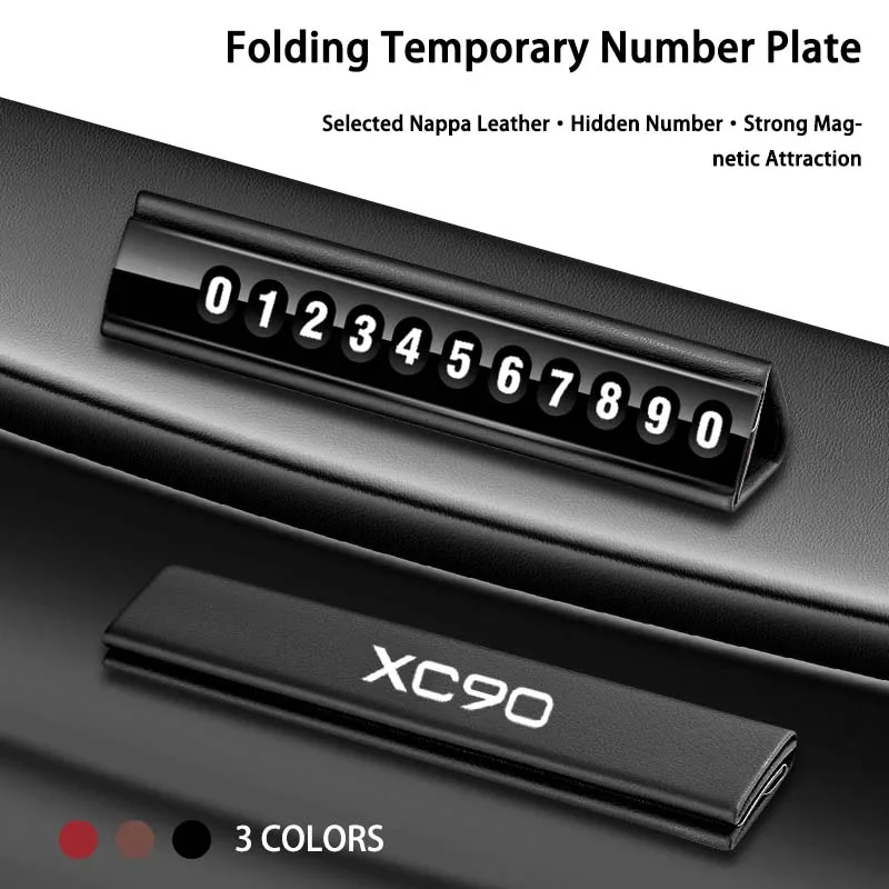 

New Leather Mobile Phone Temporary Parking Number Plate For Volvo XC90 V40 S90 XC40 V90 S60 XC60 V60 Accessories 2023 2024 Logo