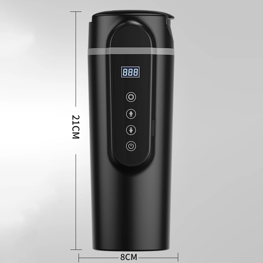 12V 24V Car Electric Heating Mug Portable Travel Cup for Coffee Tea and Noodles Adjustable Temperature with LCD Display