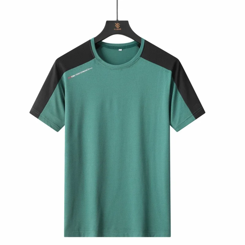 (L-8XL) Ice Silk Quick-Dry Short-Sleeved Men Sport T-Shirt Camping Hiking Fishing T-Shirt Men's Half-Sleeved Fitness Tanks Tops