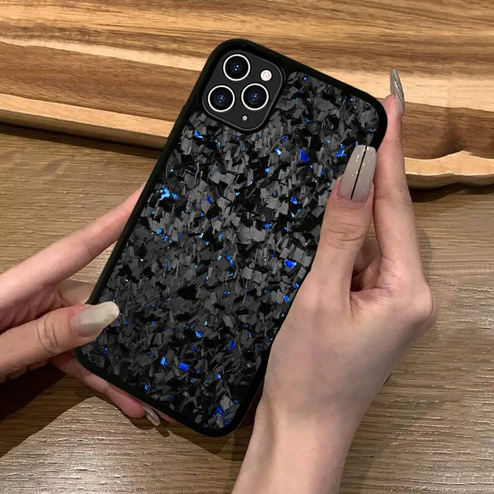 Luxurious Forged Carbon Fiber Phone Case with Silicone and PC+TPU Blend