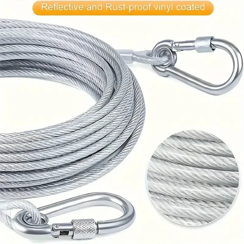 15m(590in) Stainless Steel Clothesline, Portable Windproof Indoor/Outdoor Clothes Drying Camping Supplies Clothes Line 2