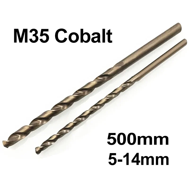 

1Pc 5mm-14mmx500mm OAL HSS-CO 5% Cobalt M35 Lenghten Twist Drill Bit For Stainless Steel Alloy Steel & Cast Iron