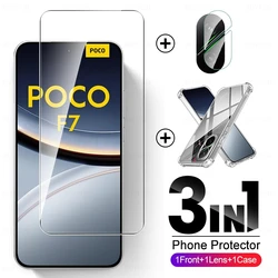 Clear Crystal TPU Soft Cover with Tempered Glass Screen Protector - Poco F7 5G (3In1)