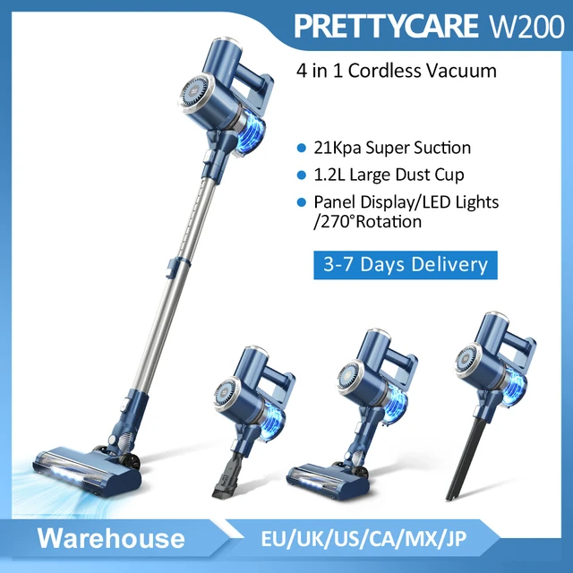 PRETTYCARE W200 Cordless Vacuum Cleaner with LED Display 21kPa Suction,1.2L  Dust Cup Cleanering for Hard Floor Handheld Vacuum - AliExpress