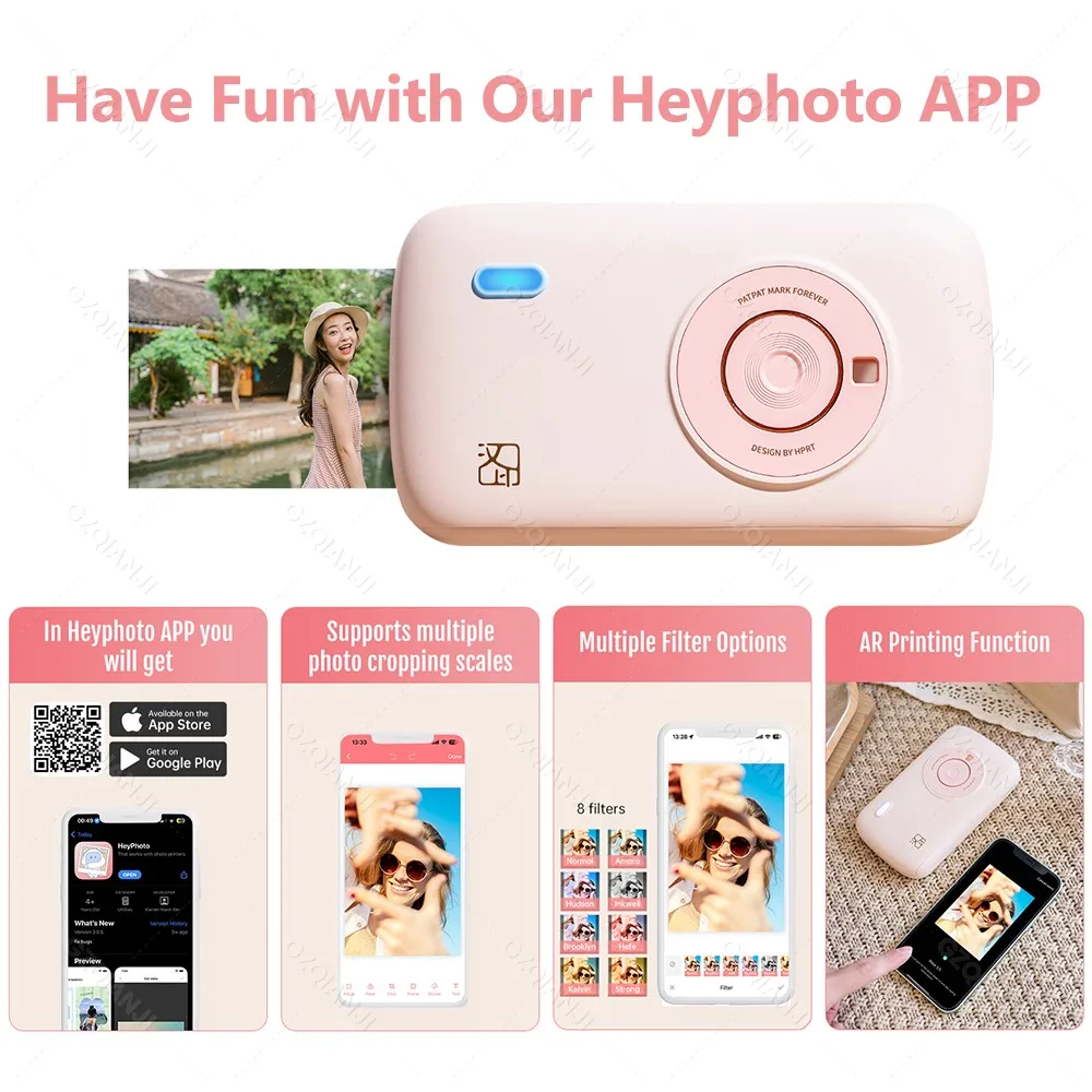 300dpi Bluetooth Color Photo Printer Portable Mini Pocket With DIY Share Photo Picture принтер Work Home Machine 2x3 inch Paper