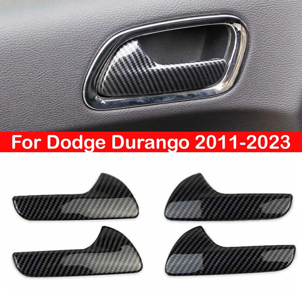 

For Dodge Durango 2011-2023 4pcs Car Interior ABS Plastic Carbon Door Handle Bowl Cover Trim Sticker Decoration Auto Accessories