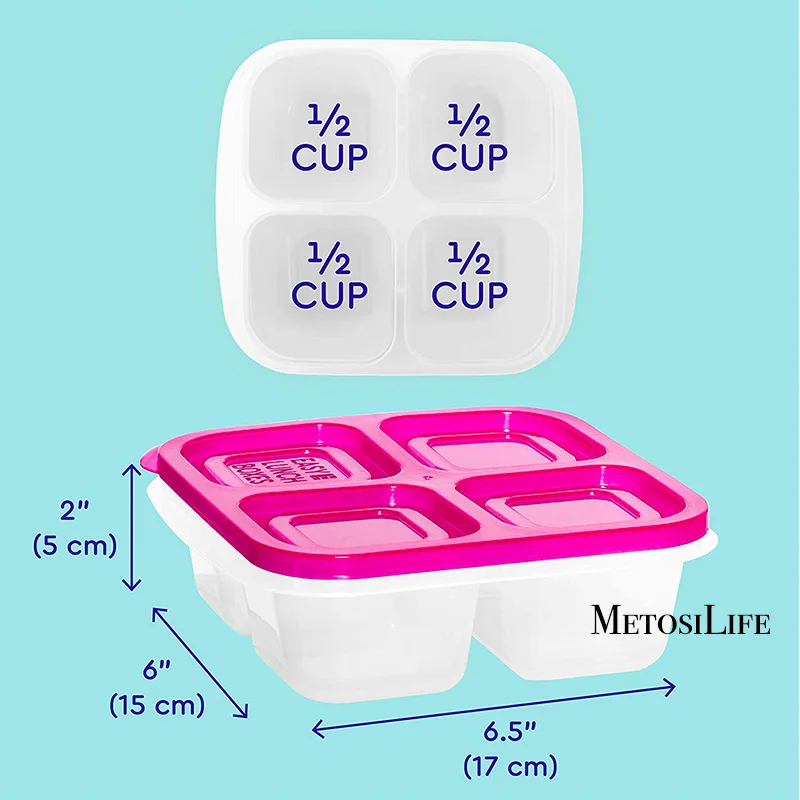 D-GROEE Food Storage Meal Prep Container Box With Lid, Bean Snacks Sauce  Leakproof 2 Compartment Plastic Bento Container Box 