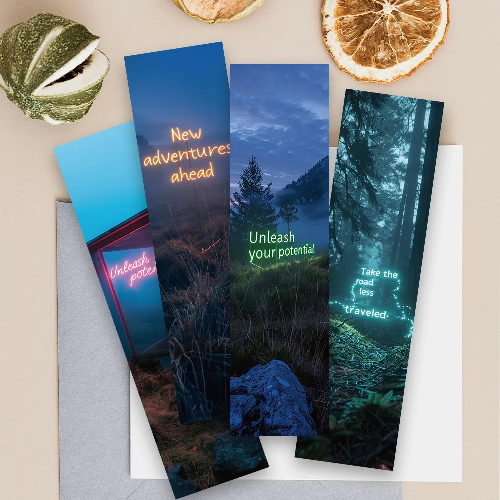 30pcs Aesthetic Neon Light Motivational Phrases Paper Bookmarks DIY Library Office Page Marking Readers Page Marker Student Gift