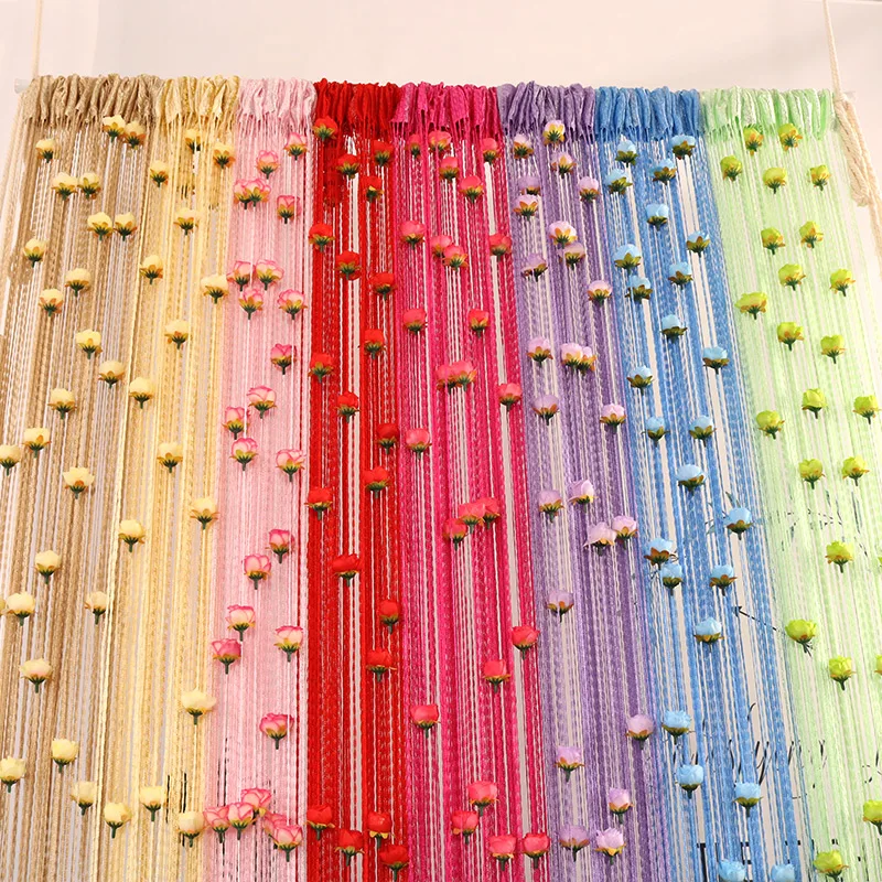 Door String Curtain Rose Flower Window Thread Curtain Hanging