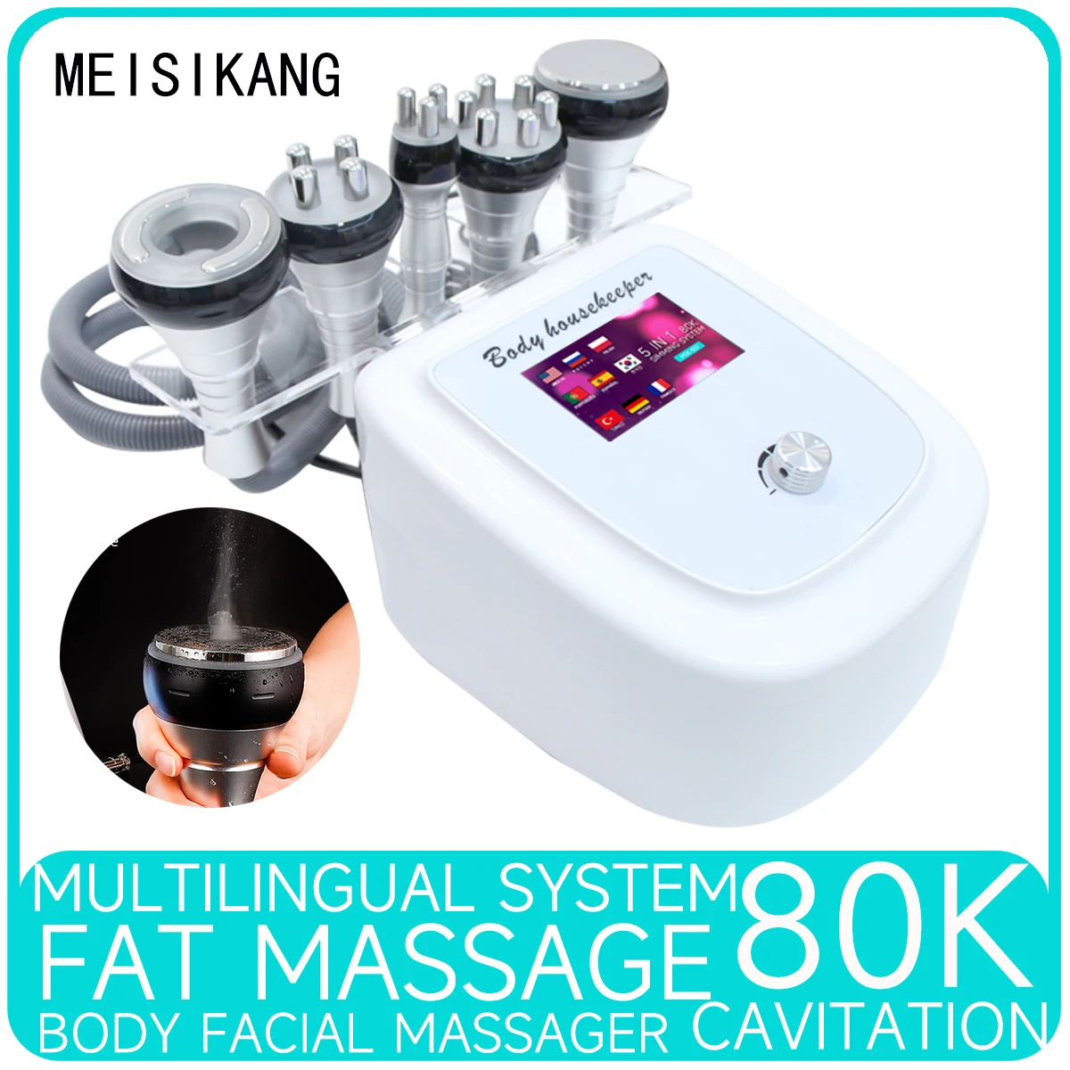 

MEISIKANG 80K Lipo 5 In 1 RF Slimming Vacuum Cavitation Ultrasonic Cellulite Fat Massager Face Skin Care Beauty Machine