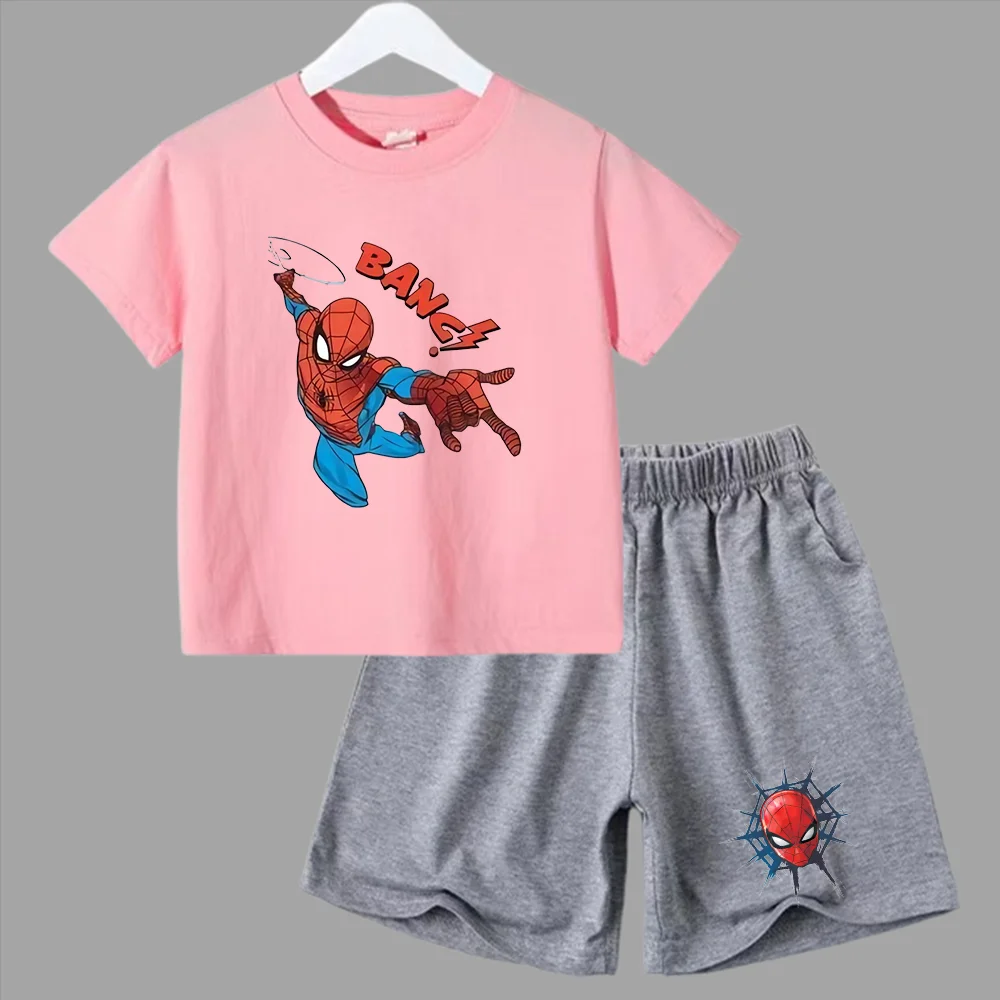 thumbnail image 1 of Conjunto de verano de Marvel Spider-Man para bebé adolescente, camiseta para niño, pantalones cortos, conjunto de 2 piezas, ropa deportiva de manga corta para niño y niña, marca de dibujos animados pa, 1 of 5
