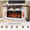 Fireplace TV Stand for 80 Inch TV - Farmhouse Entertainment Center with 42" Electric Fireplace & LED Lights,for Living Room 3
