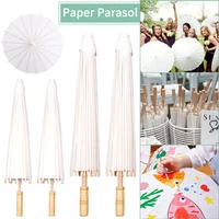 1-6PCS Paper Parasol 60/84cm Wedding Paper Umbrellas White Umbrella Photography Props For Baby Shower Party Wedding Decoration 1