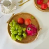Rattan Handmade Real Rattan Fruit Storage Basket With Wooden Handle Round Wicker Basket Fruit Cake Platter Dinner Serving Tray 3