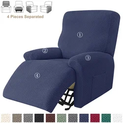 Premium Elastic Jacquard Recliner Slipcover - Non - Slip Stretch Sofa Protector (Navy Blue Cover)