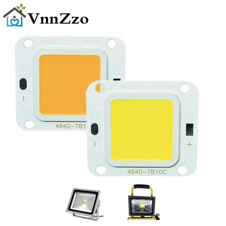 VnnZzo LED COB Chip 10W 20W 40W Super Power 50W 60W 70W For DIY Floodlight Spotlight Bulbs Diode LED Ceiling Light Lamp Source