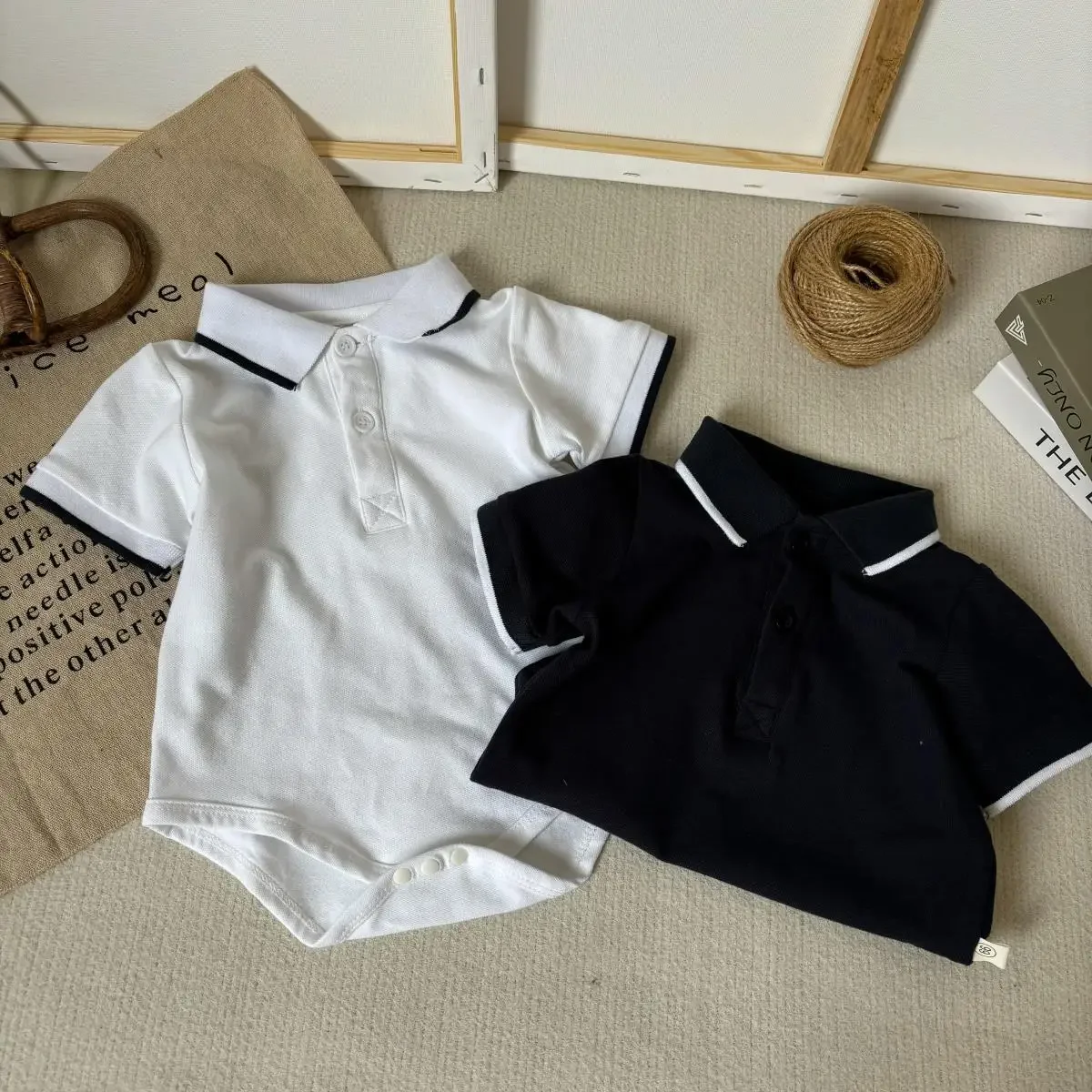 Summer Short Sleeve Baby Romper Boys Polo Collar Bib Overalls Cotton Crawling Suit Baby Clothes Newborn Gifts