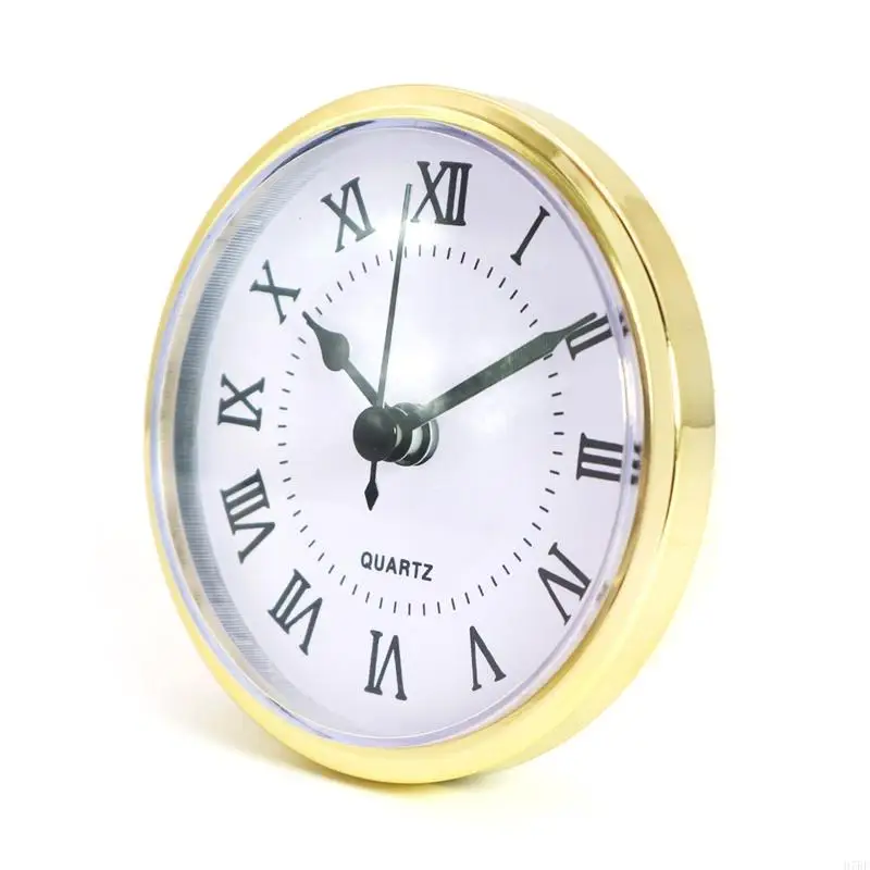 Golden for Rim 90mm Clock Insert Embedded Mini Wall Clock for Head DIY Movement with Roman Number Tools Accessori