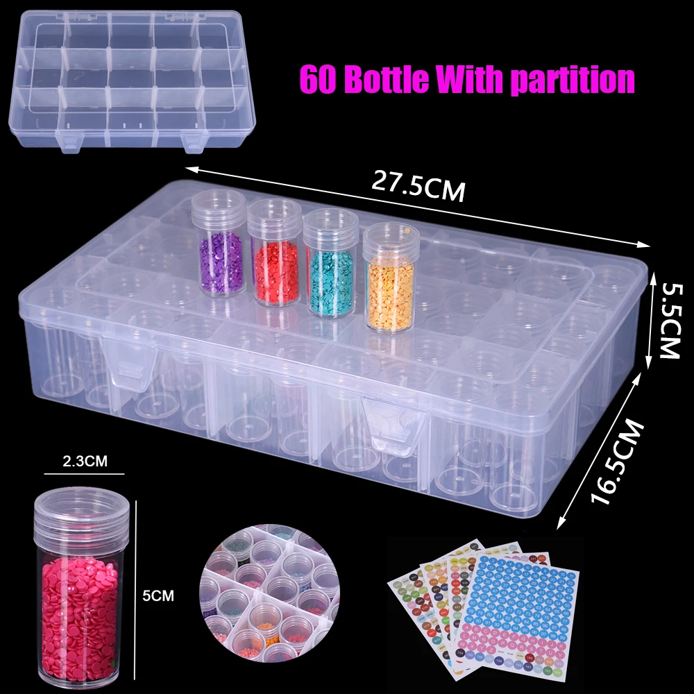 Diamond Painting Accessory Box 60 Bottles Storage