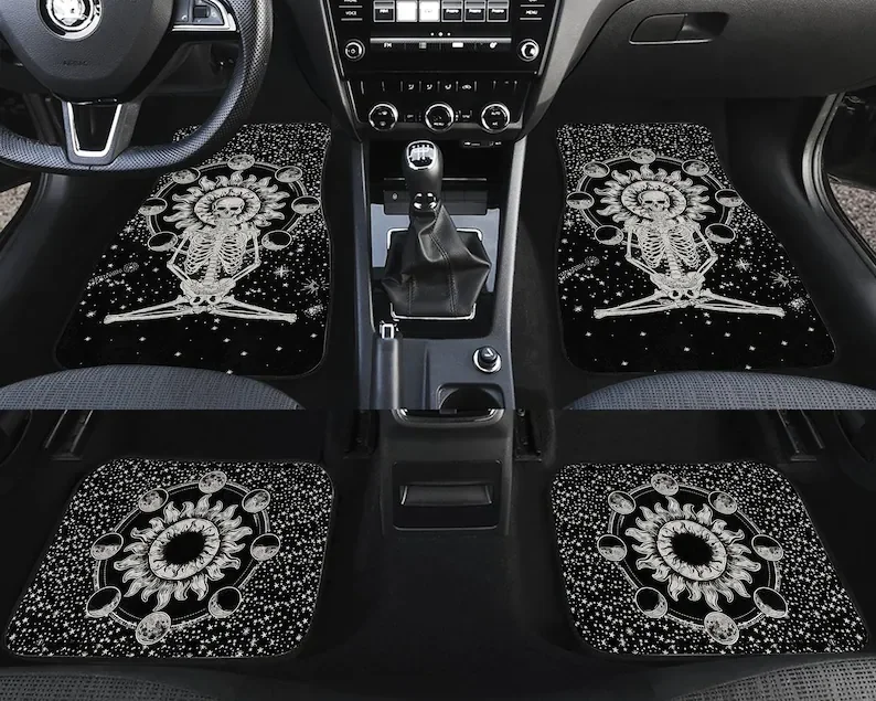 

Skull Car Mat, Moon And Sun Mat, Celestial Floor Car Mat, Skull Moon Phase Floor Car Mat, Personalized Car Mat, Car Accessories,