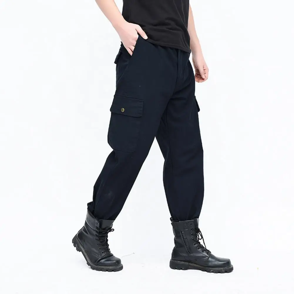 

Men Pants Soft Breathable Men's Cargo Pants with Multi Pockets Wear-resistant Loose Fit Work Trousers for Casual Joggers Men