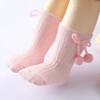 Baby Middle Tube Socks Kids Toddlers Girls Cute Bow Soft Cotton Baby Bowknot Christmas Socks 6-18Months Baby Girl Leg Warmer 5