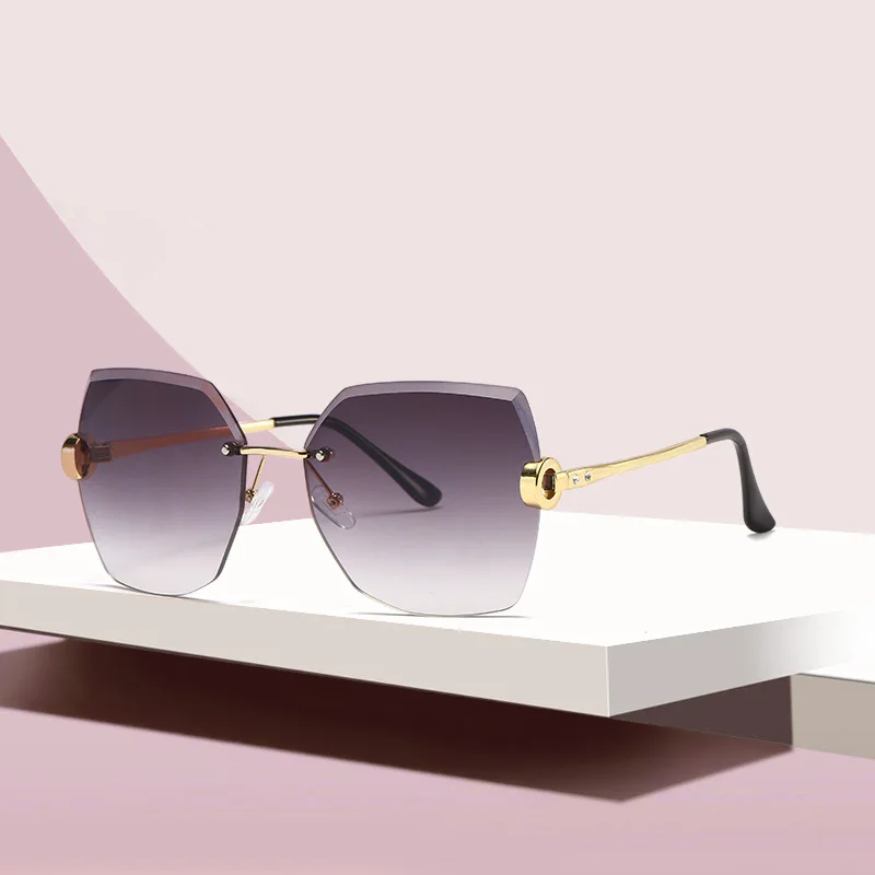 Luxury Round Gradient Sunglasses Women Metal Curved Temples Eyewear Ocean  Rimless 2023 Sun Glasses Ladies UV400 - AliExpress