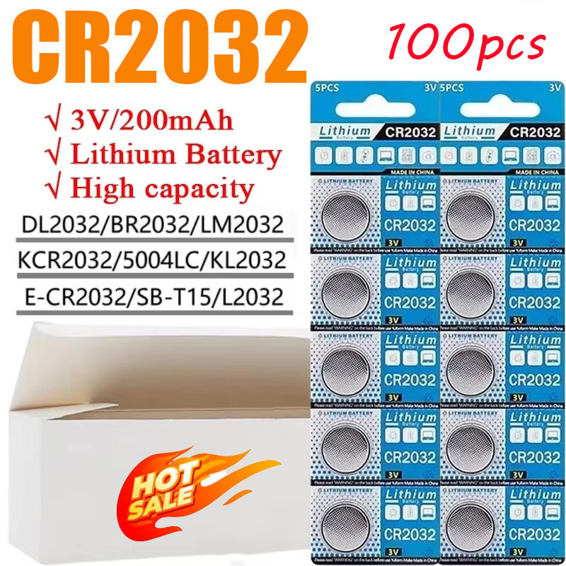 New CR2032 200mAh CR 2032 DL2032 ECR2032 3V Lithium Battery for Watch Toy Calculator Car Key Remote Control Button Coin Cells