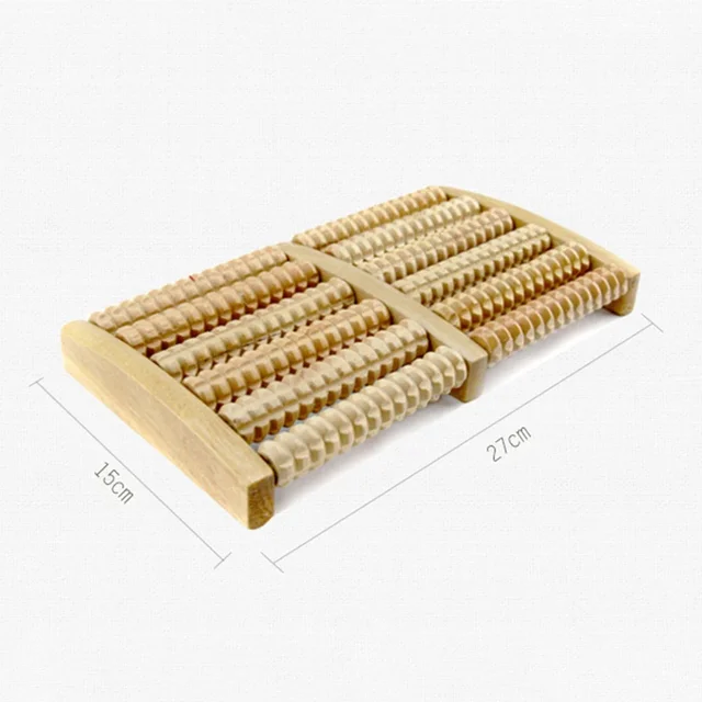 Wooden 6 Row Foot Massager Pain Stress Relief Shiatsu Roller Foot Care Massager Roller Heath Therapy Relax Massage Massager Tool 5