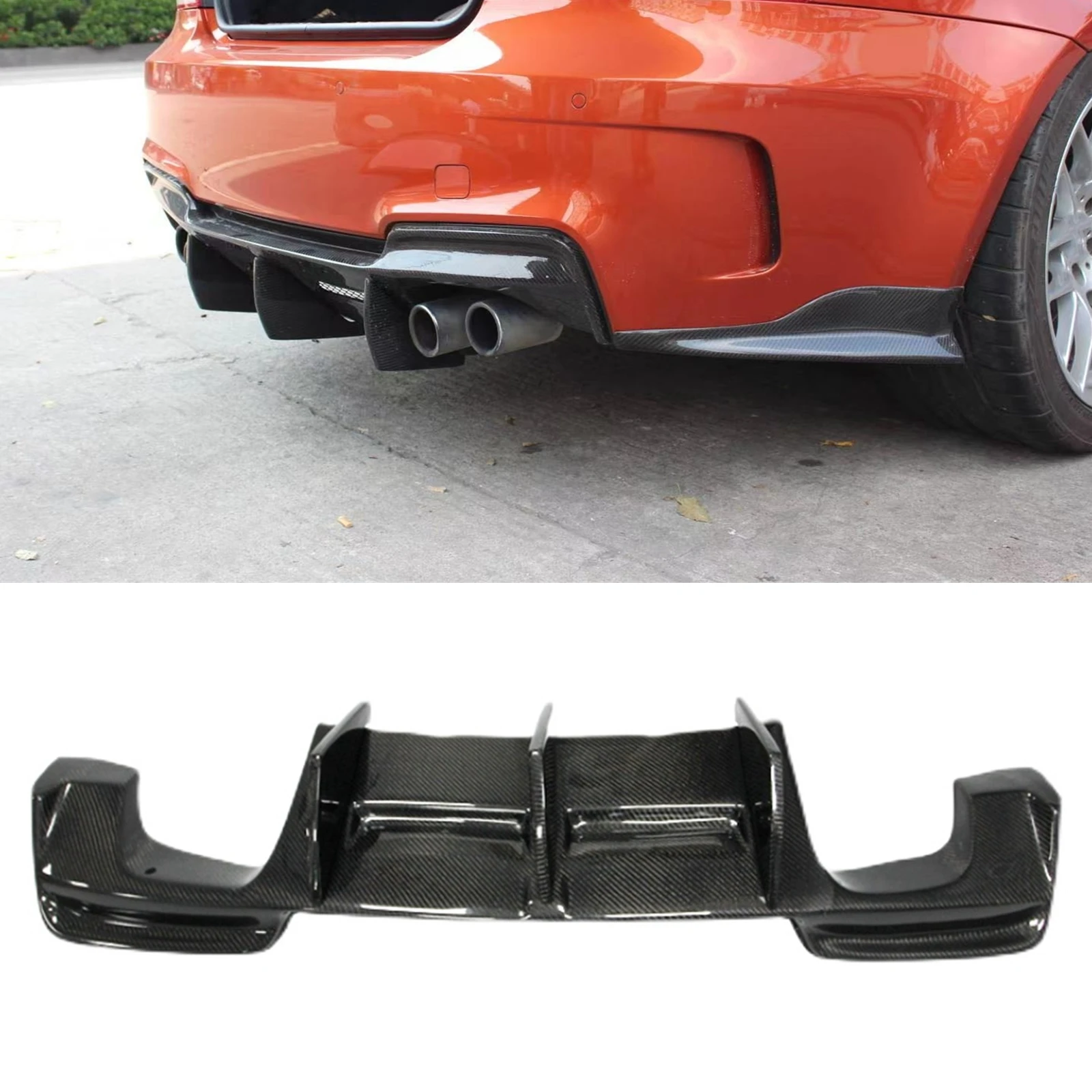 Rear-Bumper-Diffuser-For-BMW-E82-1M-2011-2013-RZ-Style-Real-Carbon ...