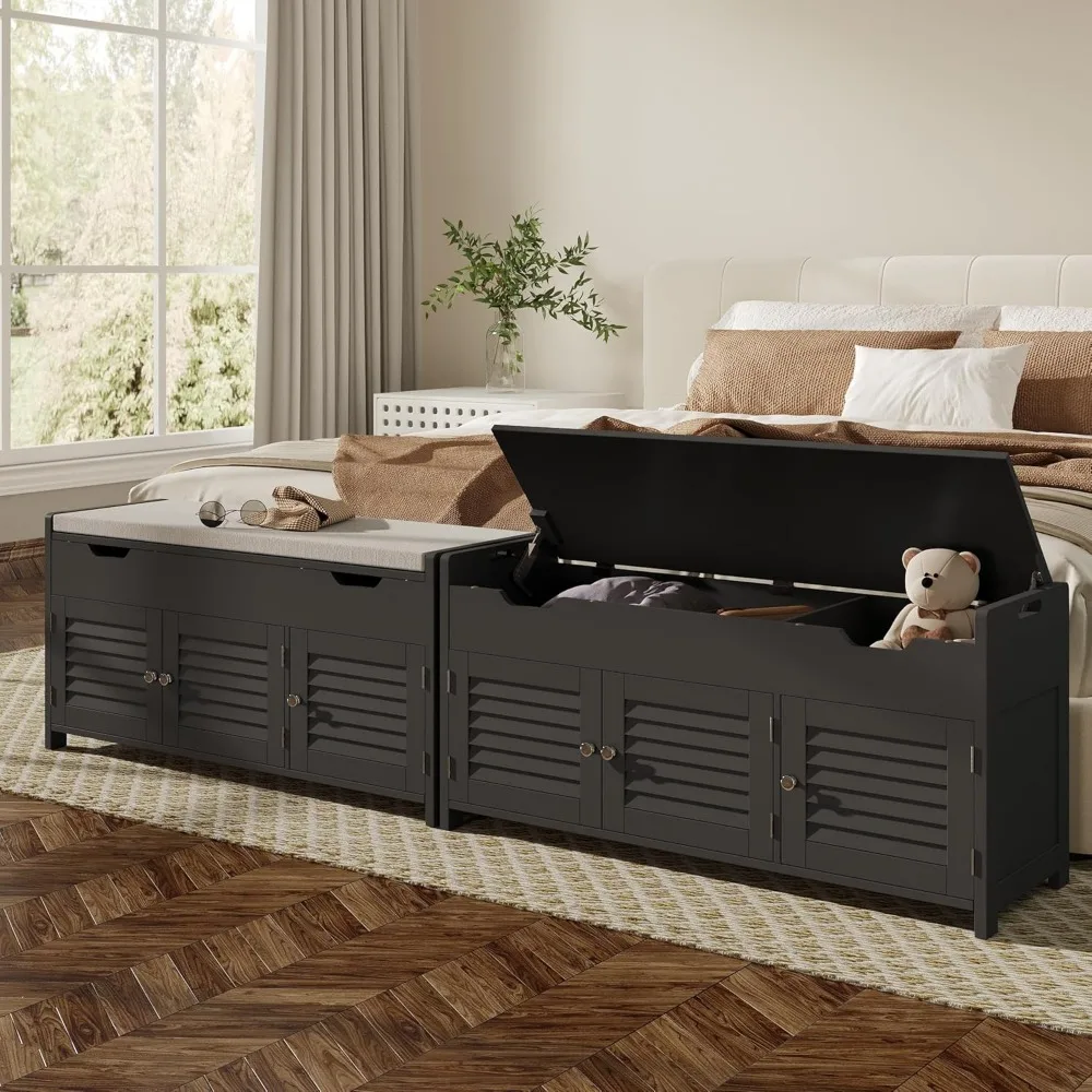 41.3" Shoe Storage Bench with Lift Top Storage, Entryway Bench with Cushioned Seat, Adjustable Shelf, Shoe Cabinet 5