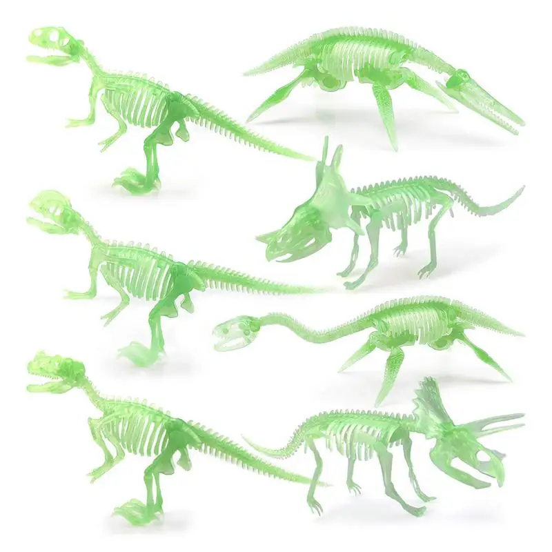 

7 Pcs Luminous Dinosaur Skeleton Toy Realistic Luminous Dino Skeleton Figure Toy Set PVC Learning Educational Toy For Kids For