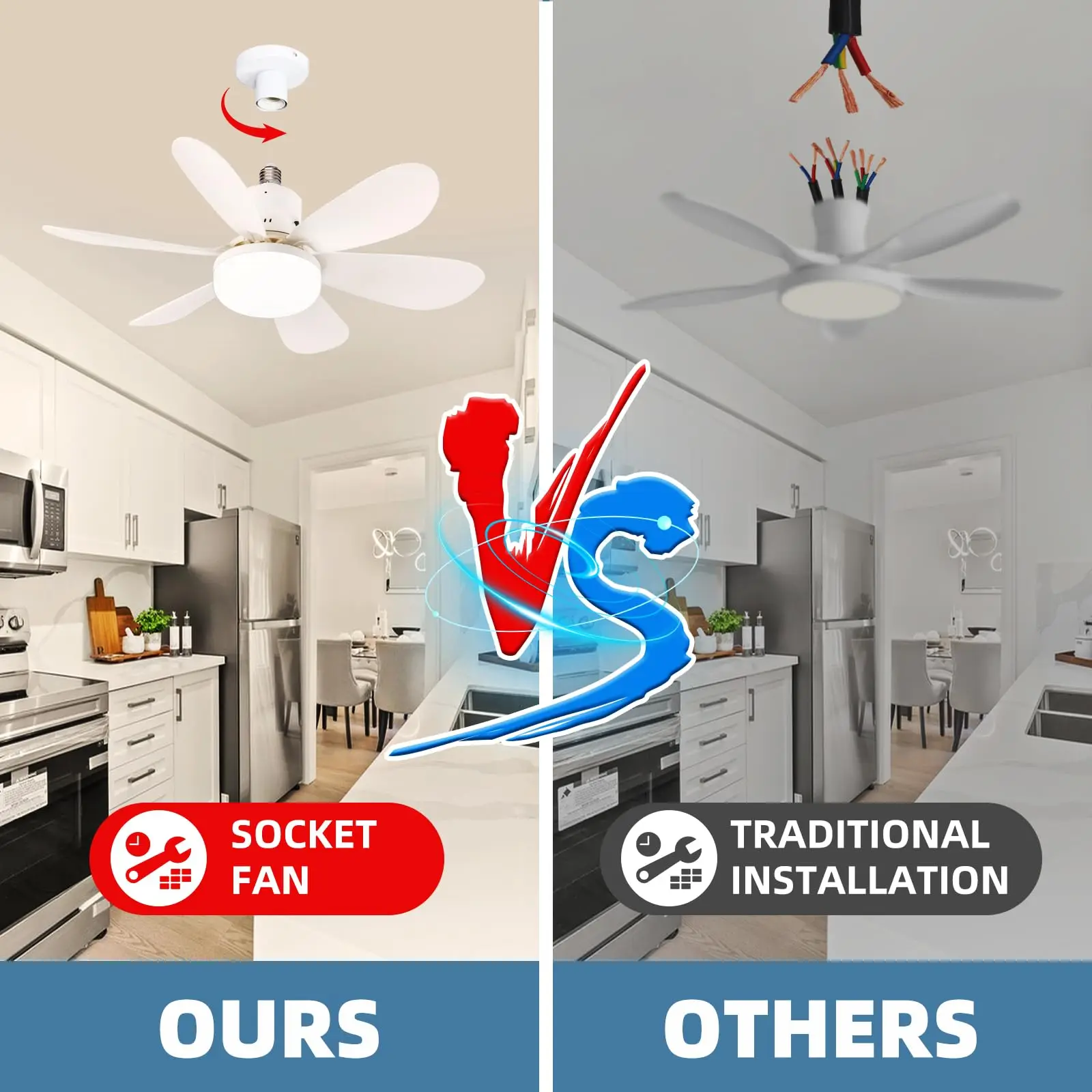 30W/40W LED Ceiling Fan Light E27 with Remote Dimmable 3-Color 3000K-6500K 2000 Lumens for Bedroom Living Room Kitchen led ceiling fan lights