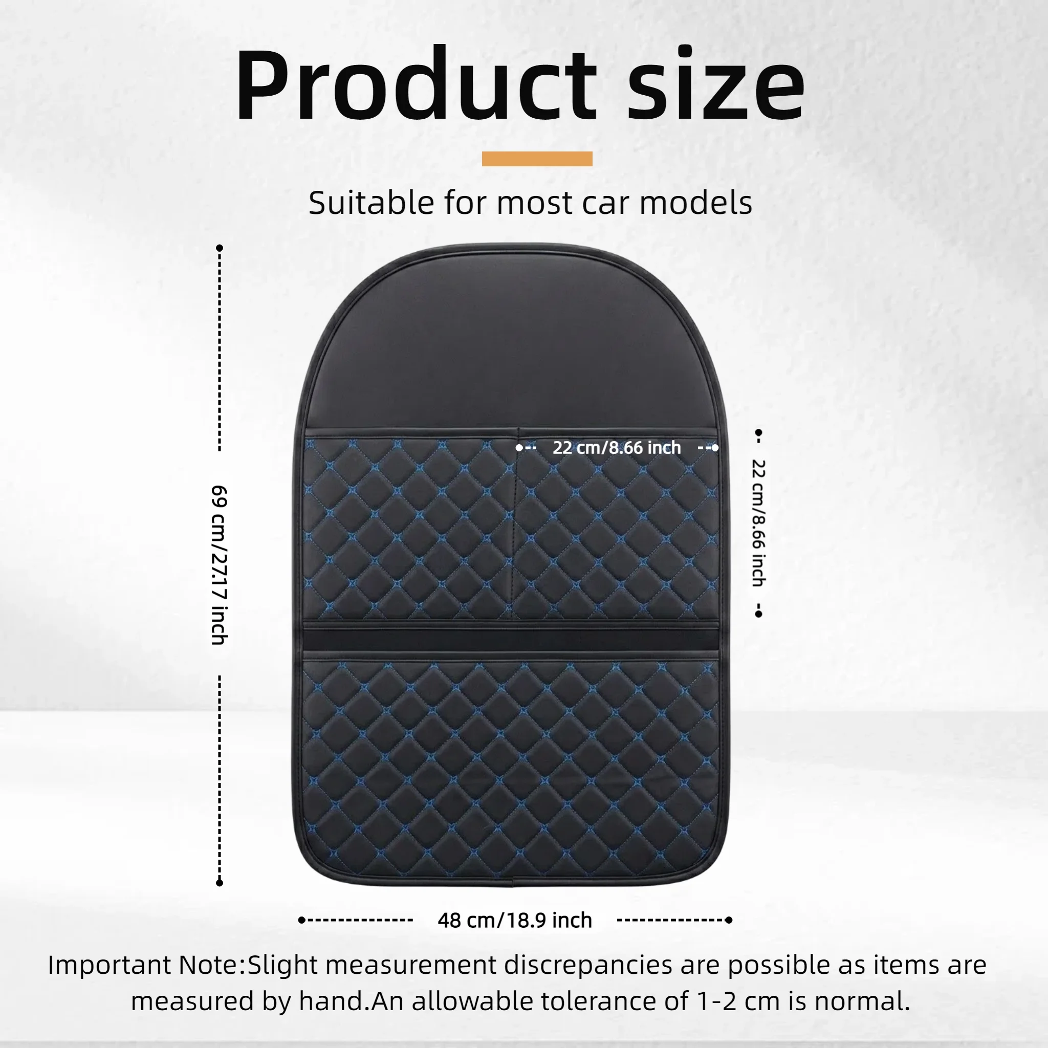 1PC 스타 스티치 PU 가죽 자동차 뒷좌석 킥 매트, 내마모성, 세단 SUV용 범용, 간편한 청소 및 설치