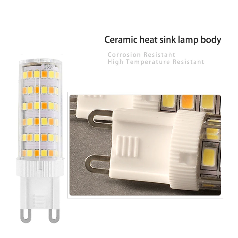 5psc G9 Led Corn Light Bulb 3w 5w 7w 9w 12w Ceramic Constant Current High Voltage 220v No Strobe 3000k 4000k 6000k Switch 3color