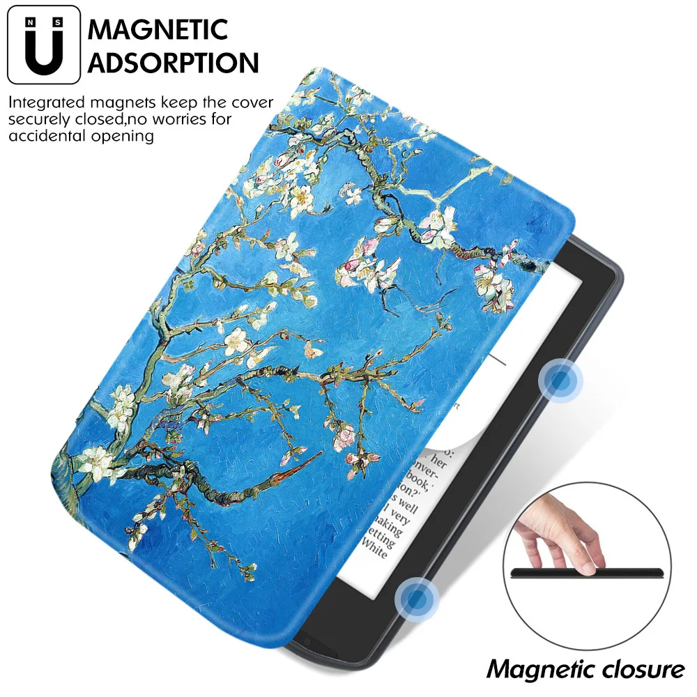Premium Soft PU Leather E-Book Case with Smart Auto Wake Sleep and Magnetic Protective Shell (6'' Screen)