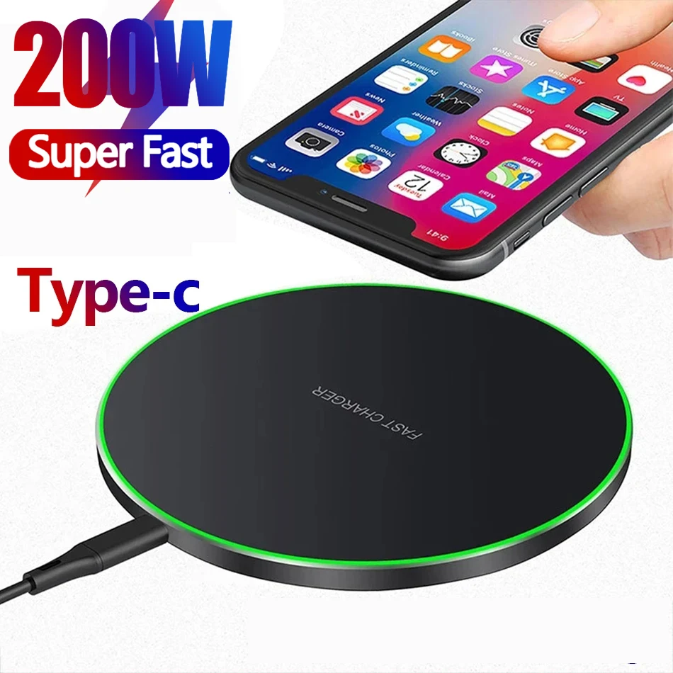 200w Wireless Charger Pad For Iphone 14 13 12 11 Pro Max 8 X Samsung