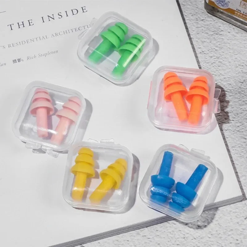 부드러운 실리콘 귀마개, 방수 수영 귀마개, 재사용 가능한 소음 감소, 수면 귀마개, 박스 포함 청력 보호대