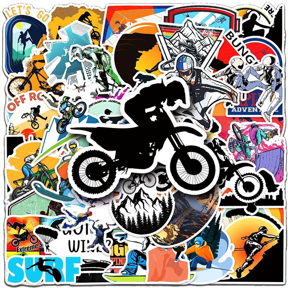 10/30/50pcs Waterproof Extreme Outdoor Sport Stickers DIY Surfing Decal Skateboard Helmet Snowboard Car Bike Toy Sticker for Kid