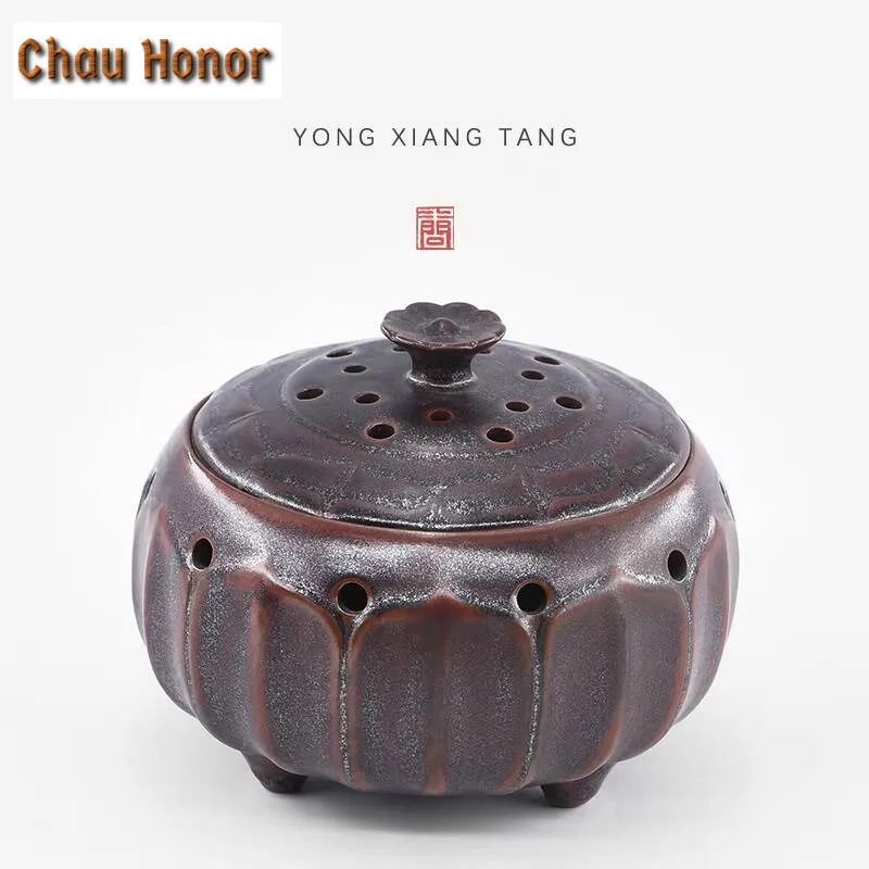 Creative Kiln Change Lotus Seat Ceramic Plate Incense Stove Antique Gilding Galze Silent Space Daily Smeller Zen Burner Holder