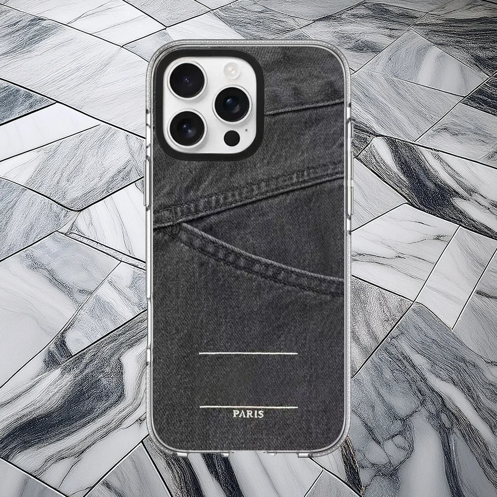 아이폰 1216 Pro Max 케이스: 곰 청바지 패턴, 핑크 화이트 글리터 프레임, 마그네틱