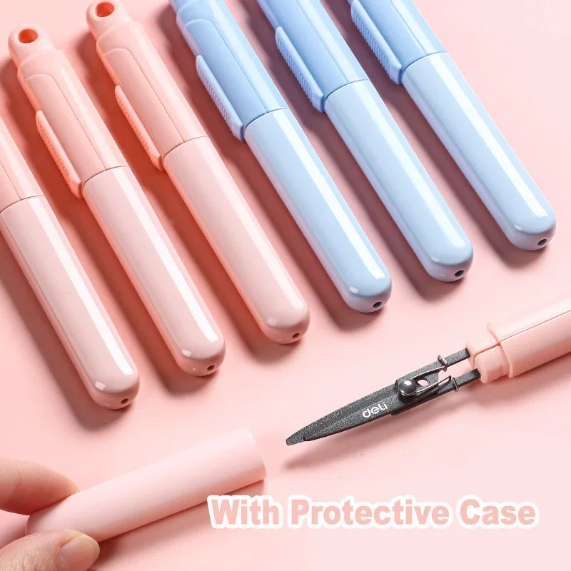 Soft Handle Scissors Portable Scissors Cutter Stationery Scissors Paper Cutter Deli Foldable Scissors Portable Anti Stick for kids Aldult Handmade Unboxing Paper Cutting Utility Knife Office Stationery Cute