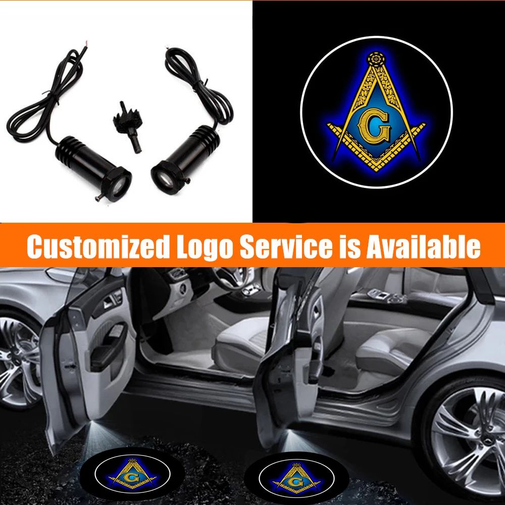 

2 Pieces Shadow Ghost Decoration Accessories Led MASONIC FREEMASON Logo Car Door Welcome Lights Courtesy Laser Projector