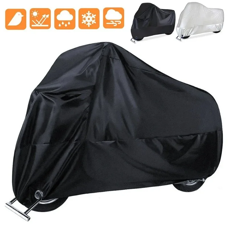 Motorcycle Cover Waterproof Outdoor Indoor Scooter Wear-resistant Fabric Motorbike Cover All Season Dustproof UV Protective 100pcs disposable shoe cover cpe indoor non slip wear resistant shoe cover waterproof dustproof thickened foot cover