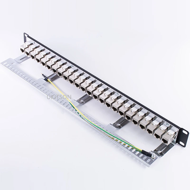 Patch Panel 24 Portas Escudo Cat6a Rj45 Keystone 10g Suporte Pass-thru Acoplador Plug Utp 19-polegada Rede Lan Rack-mount Frame - Imagem 2