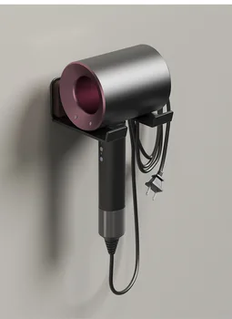 Porta asciugacapelli Porta piastra per capelli da bagno Scaffali senza chiodi per parete Stanza portaoggetti da bagno Scaffale a parete per la casa 1
