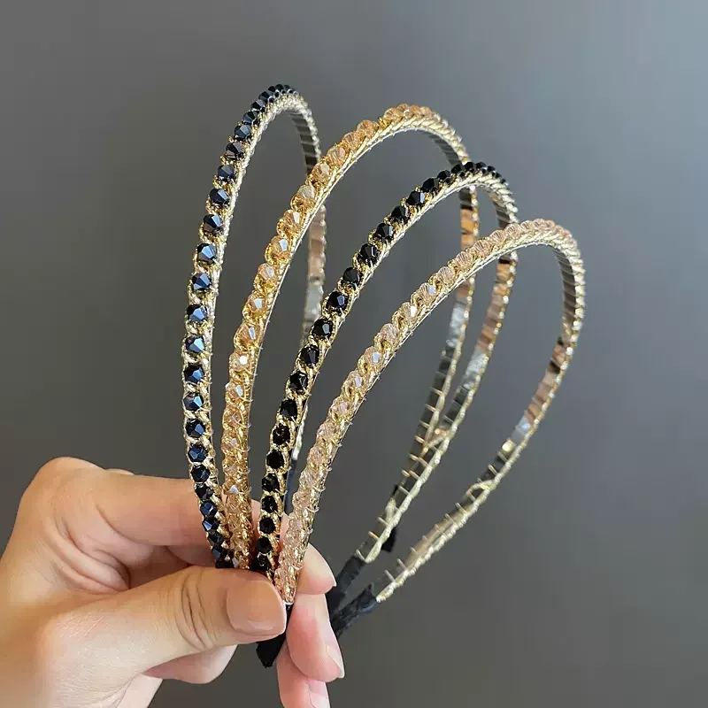 Fashion Metal Chain Crystal Bezel Headwear for Women Headband Girls Hair Bands Vintage Hairband Hoop for Hair Accessories