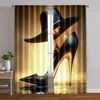 2pcs, Curtains 2D print Modern high heels Machine Washable (without rod) Thermal Insulation, and Room Darkening Functions Ldeal 1